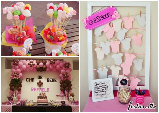 Chá de Bebê Simples modelos de decoração para menina