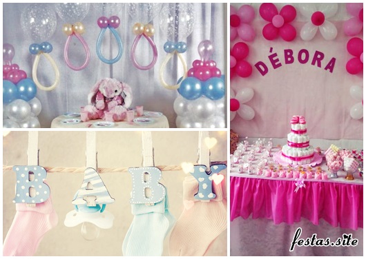 Chá de Bebê Simples para menina dicas de decoração com balões e papel crepom rosa