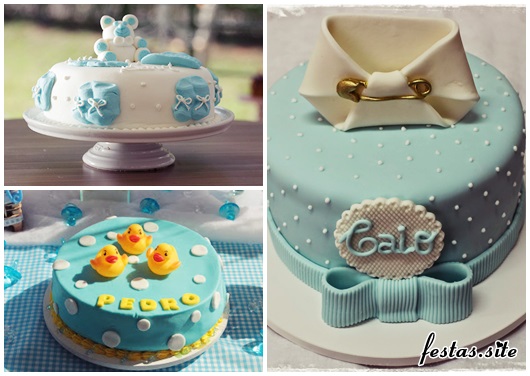 Chá de Bebê Simples modelos de bolo azul