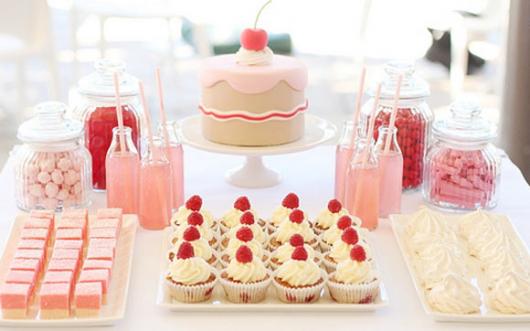 Chá de Casa Nova mesa decorada com doces