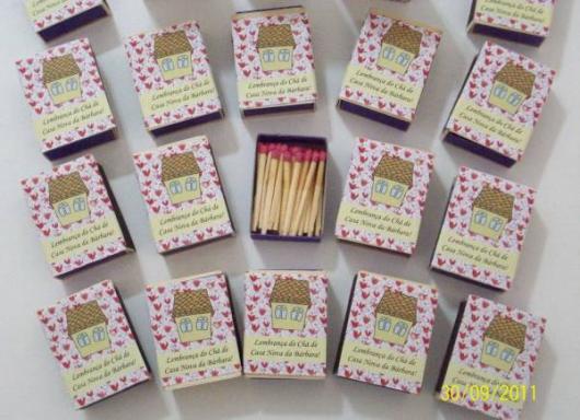 Chá de Casa Nova lembrancinha caixinha de fósforo personalizada