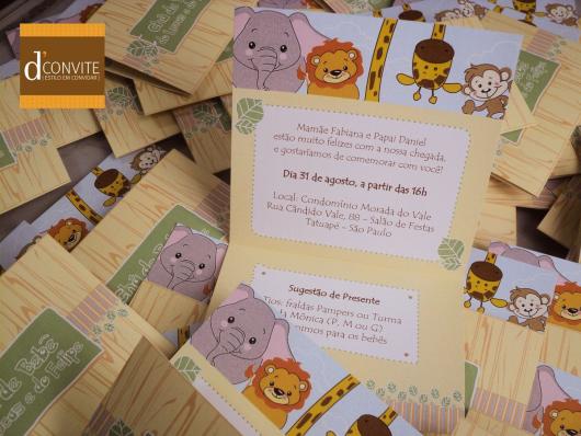 Convites de Chá de Bebê modelo safari