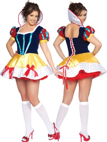 Fantasia Branca de Neve plus size com sapato vermelho