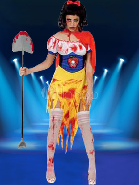 Fantasia Branca de Neve zumbi cheia de sangue