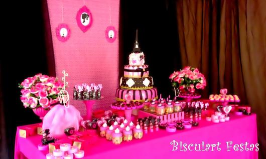 Festa da Barbie Paris preta e rosa