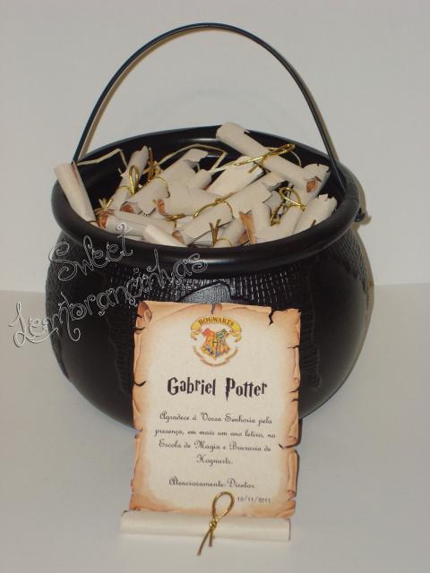 Festa Harry Potter modelo de lembrancinha carta de agradecimento