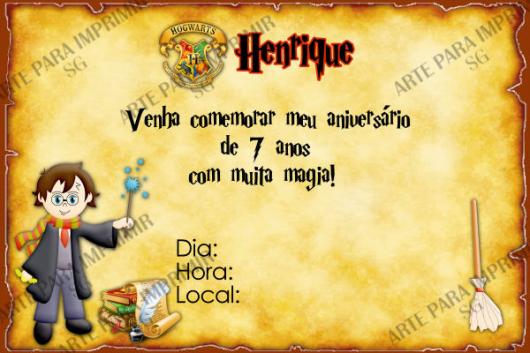 Festa Harry Potter modelo de convite personalizado