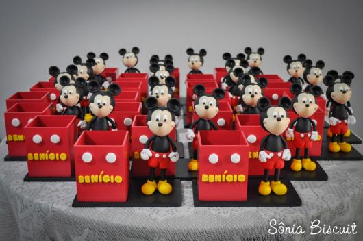Lembrancinhas do Mickey porta caneta personalizado com biscuit