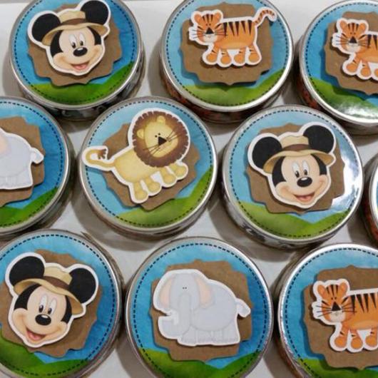 Lembrancinhas do Mickey safari latinha personalizada
