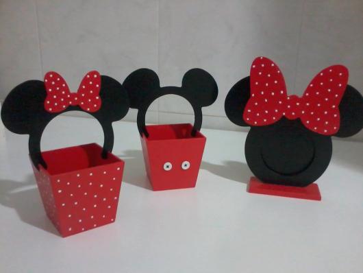 Lembrancinhas do Mickey e Minnie porta treco e porta bombom