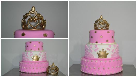Bolo de Princesa modelos rosas e dourados
