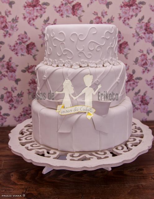 Bolo Fake Casamento de Biscuit lilás