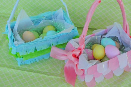 Cesta de Páscoa de Caixa de Sapato rosa e azul