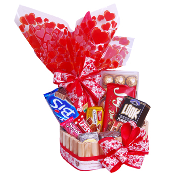 Cesta de Páscoa Simples com laço de coração