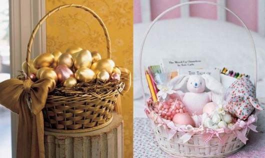 Cesta de Páscoa Feminina com ovos dourados