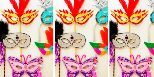 Como Fazer Máscara de Carnaval de papel com apliques coloridos