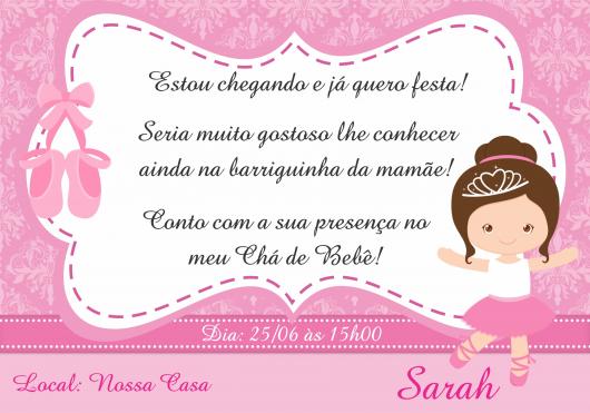 Convites Chá de Bebê Bailarina