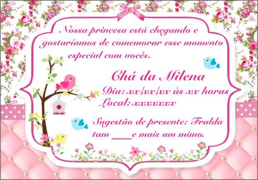 Convites Chá de Bebê Jardim Encantado