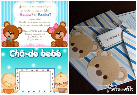 Convites Chá de Bebê modelos