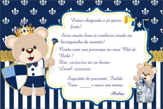 Convites Chá de Bebê Urso