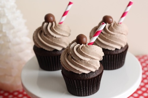 Cupcake de Chocolate simples no formato de milkshake