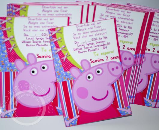 Convite da Festa Peppa Pig no estilo cartão