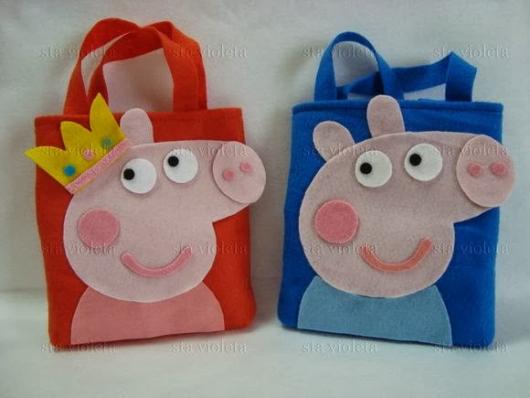 Lembrancinhas da Festa Peppa Pig sacolinha surpresa de feltro