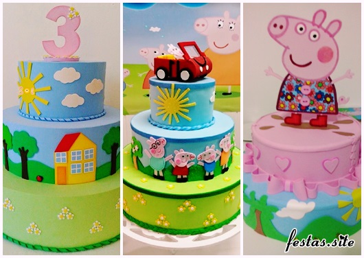 Festa Peppa Pig modelos de bolo fake de EVA