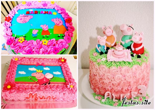 Festa Peppa Pig modelos de bolos com chantilly