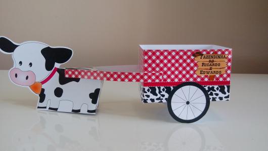 Lembrancinha com Caixa de Leite para aniversário com formato de carriola