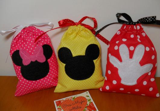 Saquinhos para Lembrancinhas de tecido com a Turma do Mickey