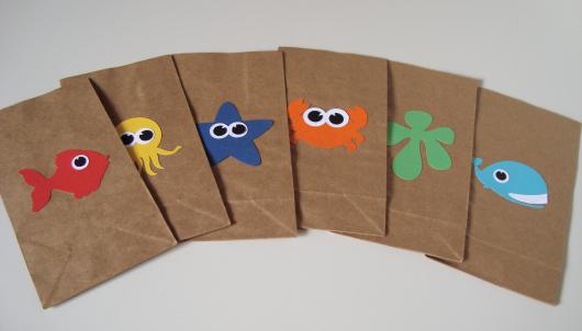 Saquinhos para Lembrancinhas de papel Kraft do tema fundo do mar