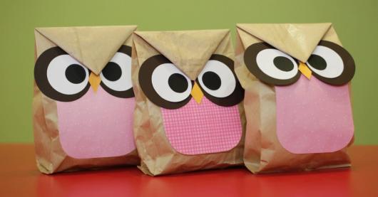 Saquinhos para Lembrancinhas de papel Kraft de coruja