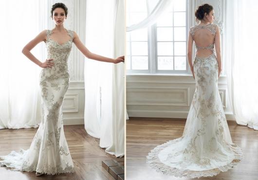 Vestido de Noiva Sereia com detalhe beje