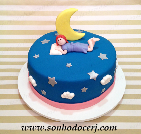 Como fazer uma festa do Pijama bolo de pasta americana com menina dormindo