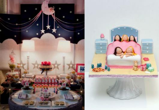 Como fazer uma festa do Pijama decoração com painel de céu estrelado