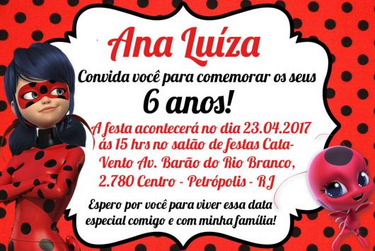 Convites Ladybug vermelho e branco com bolinhas pretas