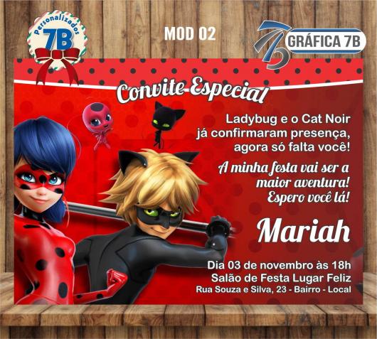 Convites Ladybug e Cat Noir