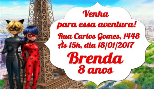 Convites Ladybug e Cat Noir na Torre Eiffel