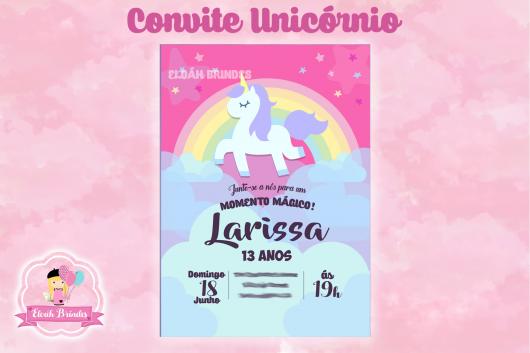 Convites Unicórnio Rosa e azul