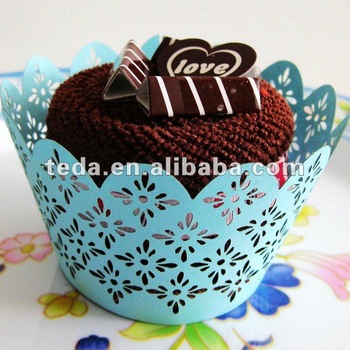 Cupcake para Dia dos Namorados Wrapper azul rendado