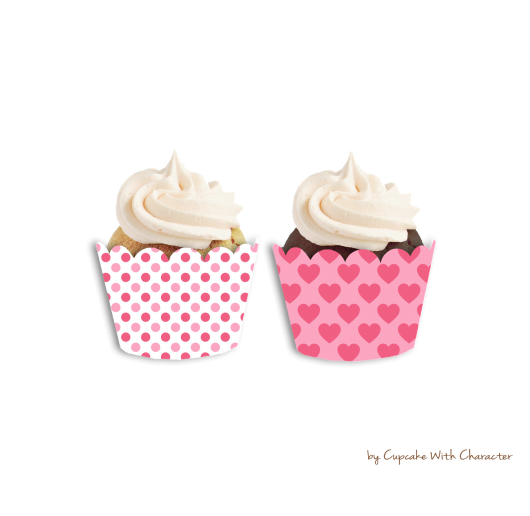 Cupcake para Dia dos Namorados Wrappers de coraçãozinho rosa