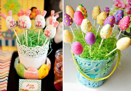 Decoração de Páscoa de EVA: vaso com ovos e coelhos