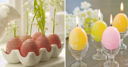 Decoração de Páscoa Simples e Barata velas em formato de ovos