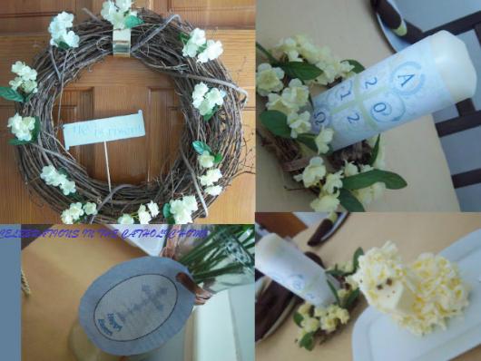 Decoração de Páscoa Para Igreja: guirlanda e castiçal