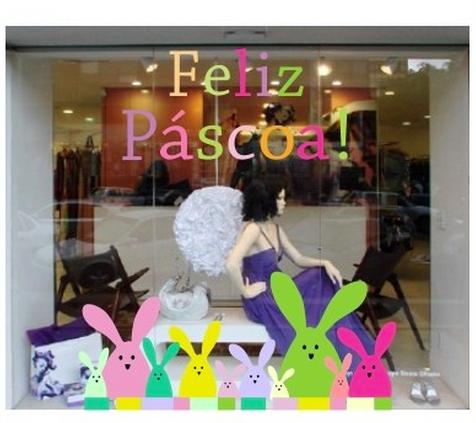 Decoração de Páscoa Para Loja: coelhos coloridos