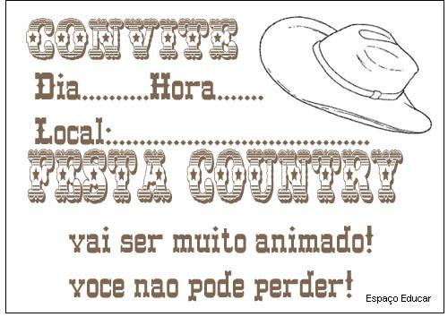 Convite Festa Country simples com fundo branco