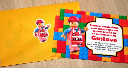 Convite Festa Lego com lego construtor 