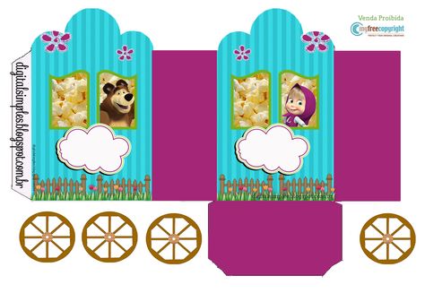 Kit Festa Masha e o Urso caixinha de leite