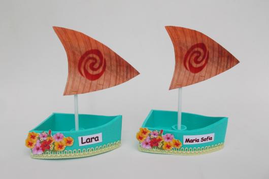 Lembrancinhas Moana de Eva porta doces em formato de barquinho